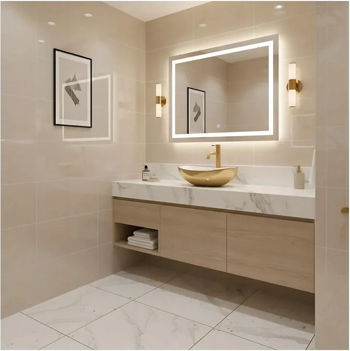 Lavoar pentru blat Basaro Sofia auriu   Alb