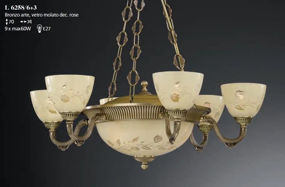 Candelabru din alama 6 brate design italian 9L 6258