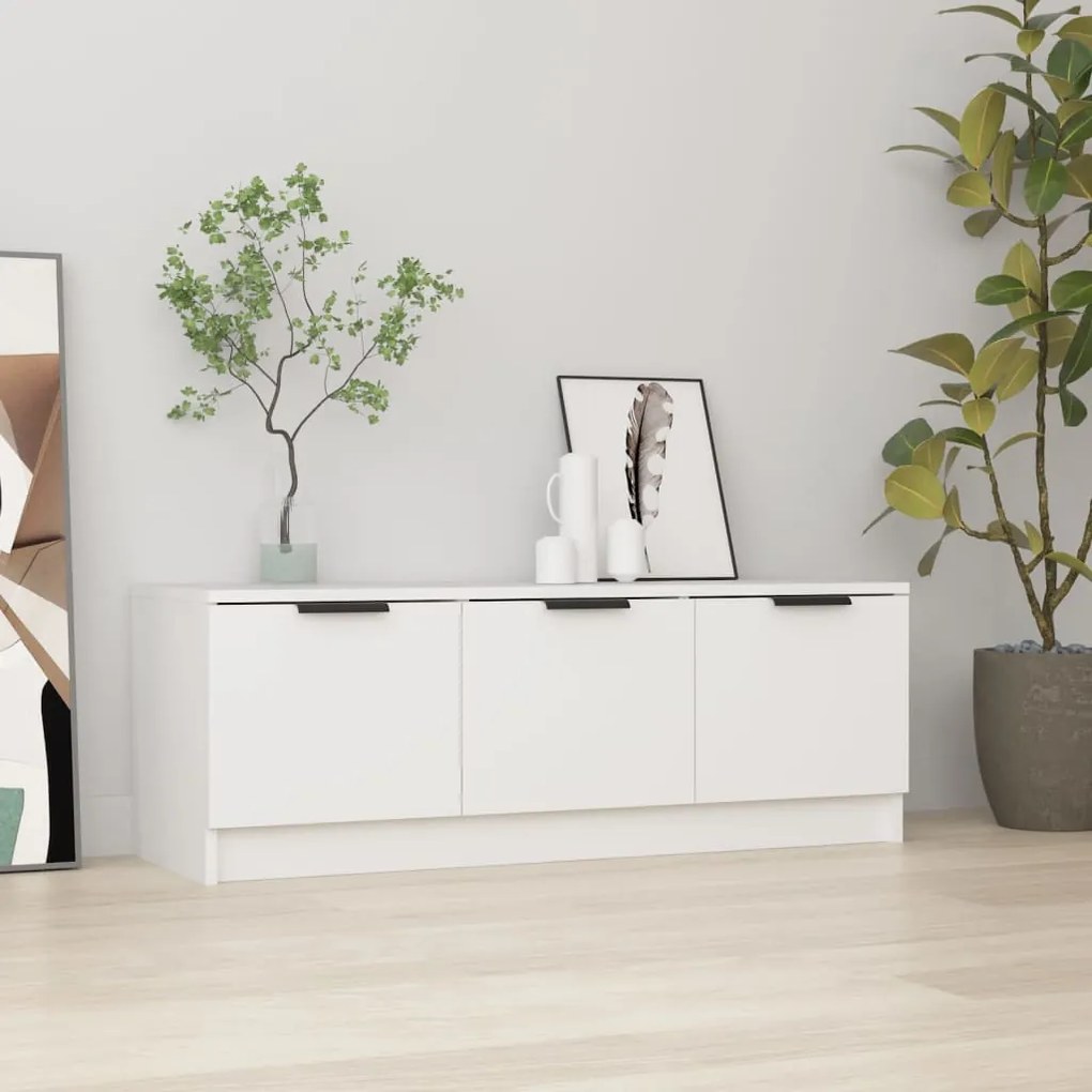 vidaXL Comodă TV, alb, 102x35x36,5 cm, lemn prelucrat
