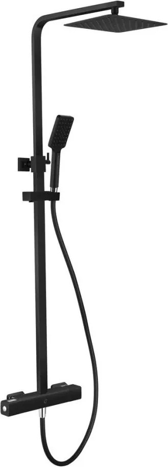 Set de duș NAESBY cu baterie termostatică, negru mat