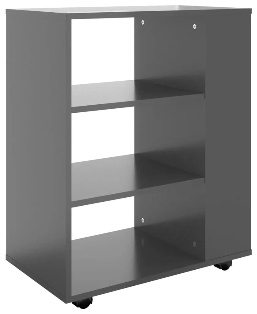 808457 vidaXL Dulap cu roți, gri extralucios, 60x35x75 cm, PAL
