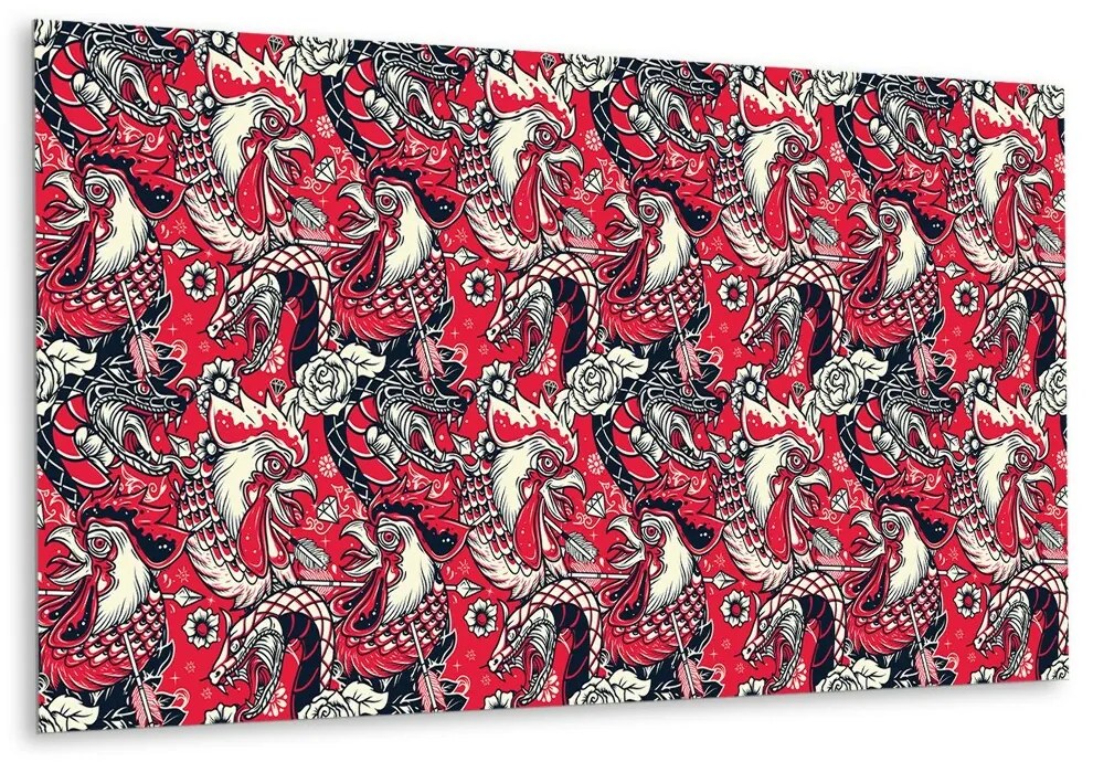 Panou decorativ pvc Șarpe și cocoș