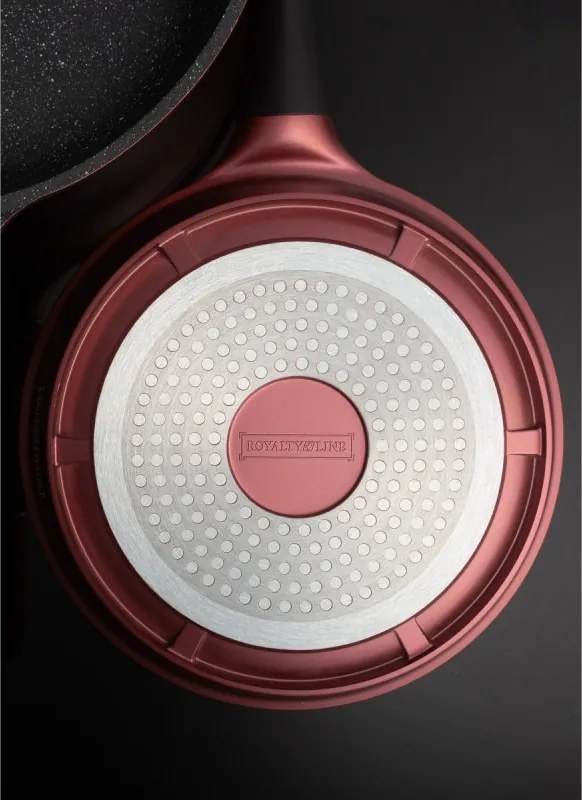 Set oale si tigai Royalty Line RL-ES2014M, 17 piese, Acoperire din marmurа, Inductie, Burgund