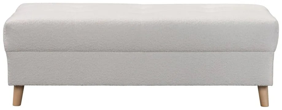 Taburet alb cu tapițerie din stofă bouclé Ariella – Ropez