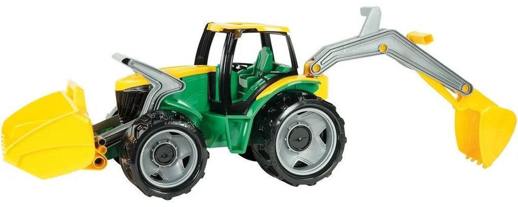 Tractor Lena, cu lamă și excavator, 65 cm, verde-galben