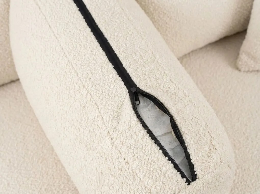 Canapea extensibila de colt SMART BOUCLE, crem, reversibila, 232x143 cm