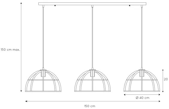 Lustră pe cablu Lucide 76464/03/30 DIKRA 3xE27/60W/230V