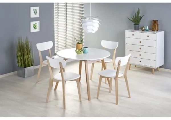 Masă de dining SOLINA, alb/stejar