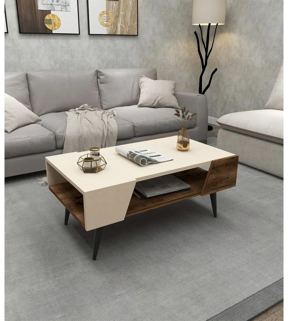 Măsuță de cafea Aren Beige and Light Walnut