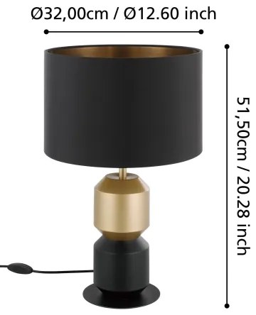 Lampă de masă Eglo 390188 LAURIGNANO 1xE27/40W/230V negru/auriu