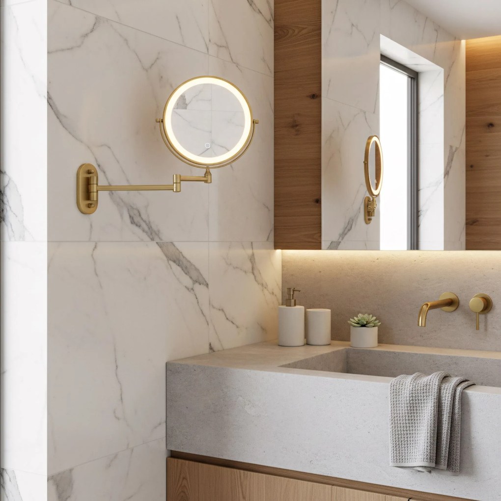 Oglindă LED Glow Brush Gold