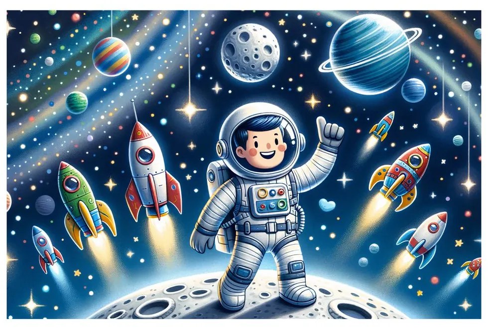 Tablou mic astronaut într-o misiune de aventură