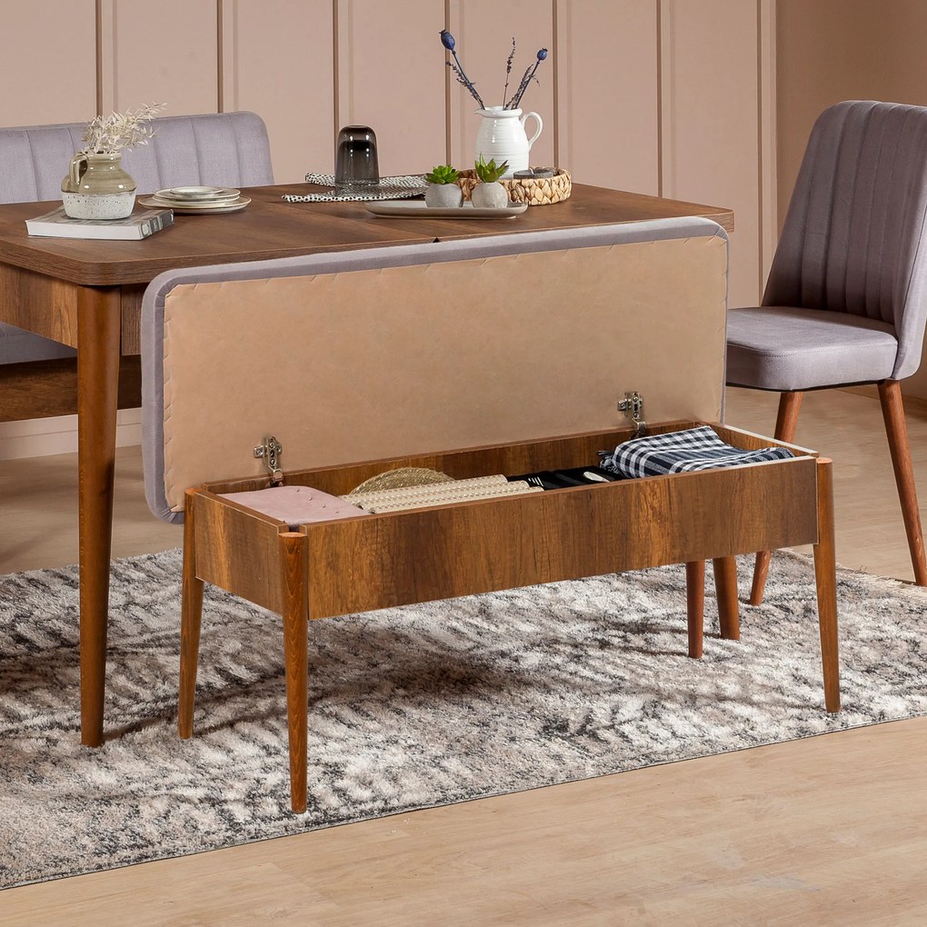 Set mobilier sufragerie Vlasta 1 (nuc + gri) (pentru 4 persoane). 1072192