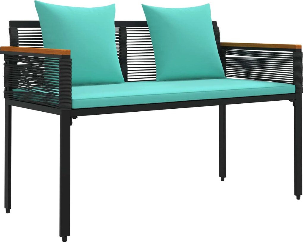 vidaXL Bancă de exterior Negru și Turcoaz 117 x 54 x 74.5 cm poliratan
