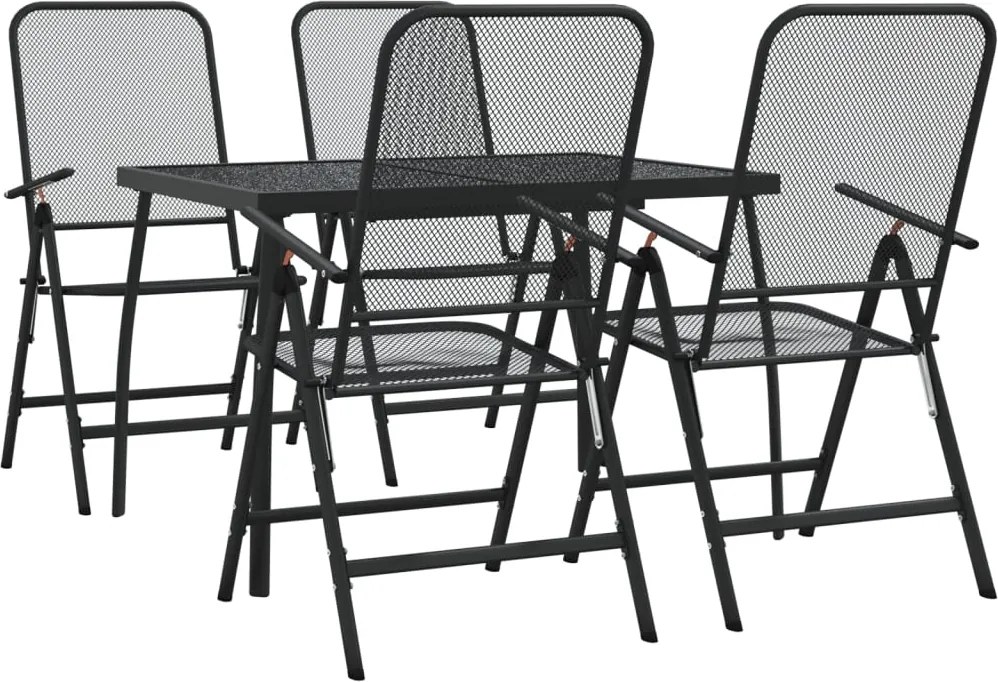 vidaXL Set de masă pentru grădină, 5 piese, plasă metalică antracit