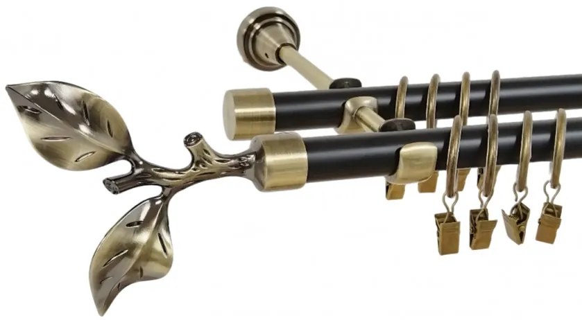 Galerie dubla duo GALAZ 19/19 mm negru aur antic (Alege marime: 140 cm)