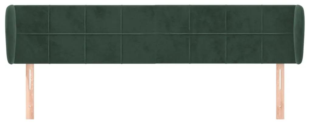 Tablie de pat cu aripioare verde inchis 203x23x78 88 cm catifea 1, Verde inchis, 203 x 23 x 78 88 cm