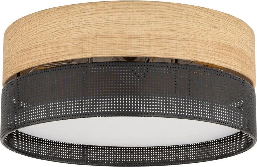 Plafonieră NICOL 4xE27/15W/230V Ø 50 cm furnir/negru