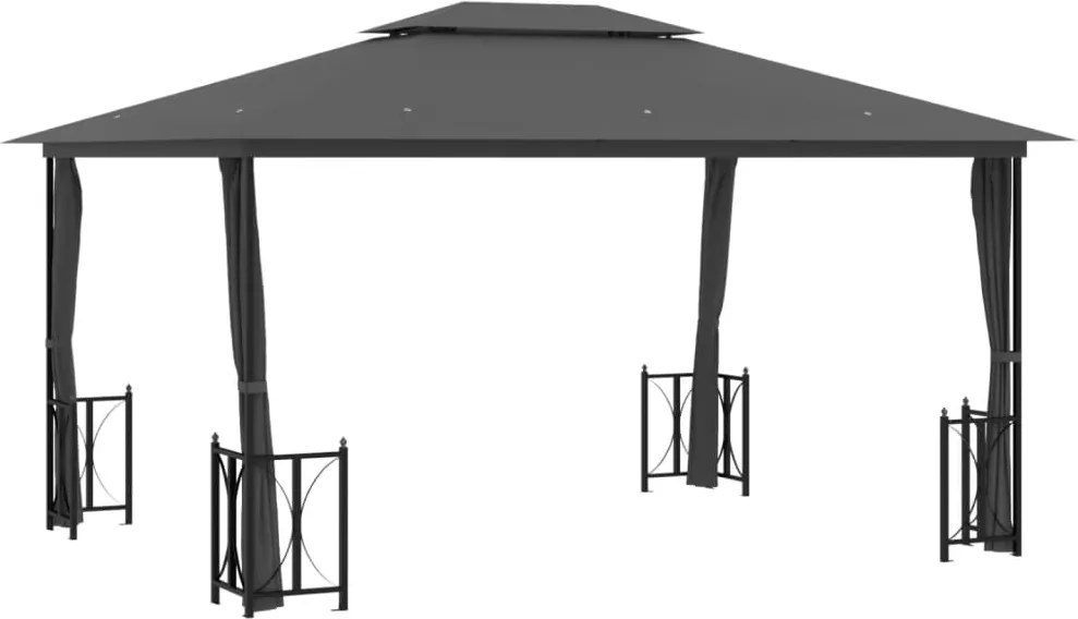 vidaXL Foișor cu pereți laterali și acoperișuri duble antracit 3x4 m