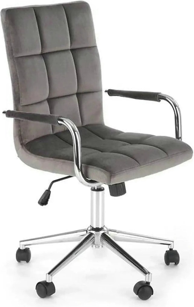 Scaun de birou GONZO 4, gri/crom, stofa catifelata/metal, 60x53x93/105