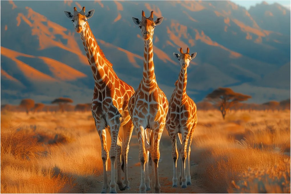 Tablou - Girafe pe pășune (90x60 cm)