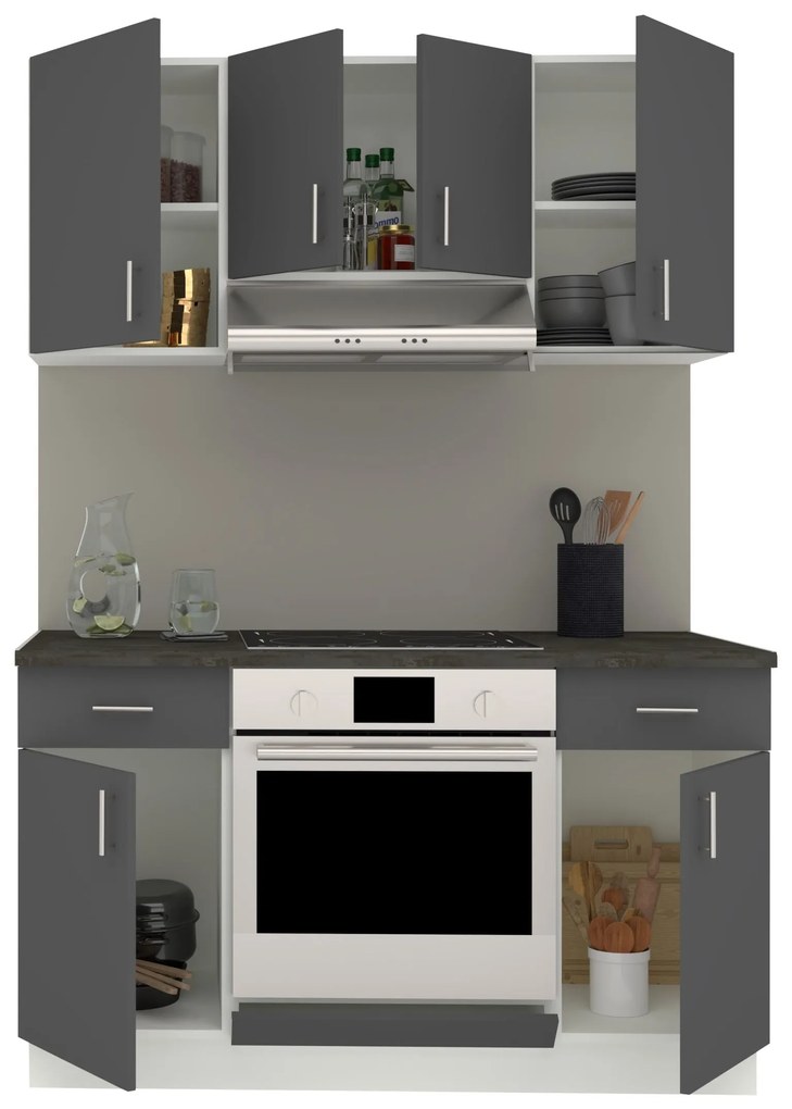 Set Bucatarie Karo V5, Antracit/Alb, Blat Thermo 28 mm, L 140 cm