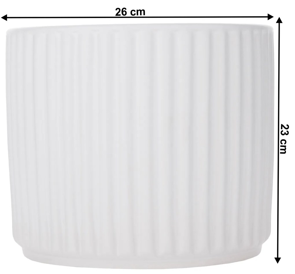 Ghiveci de flori din ceramică, alb mat, KELSO TIP 2