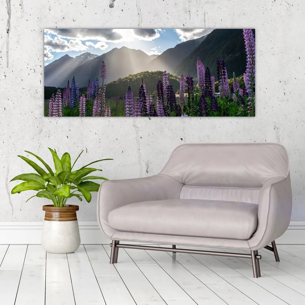 Tablou - scenariu cu flori de Lupin (120x50 cm)