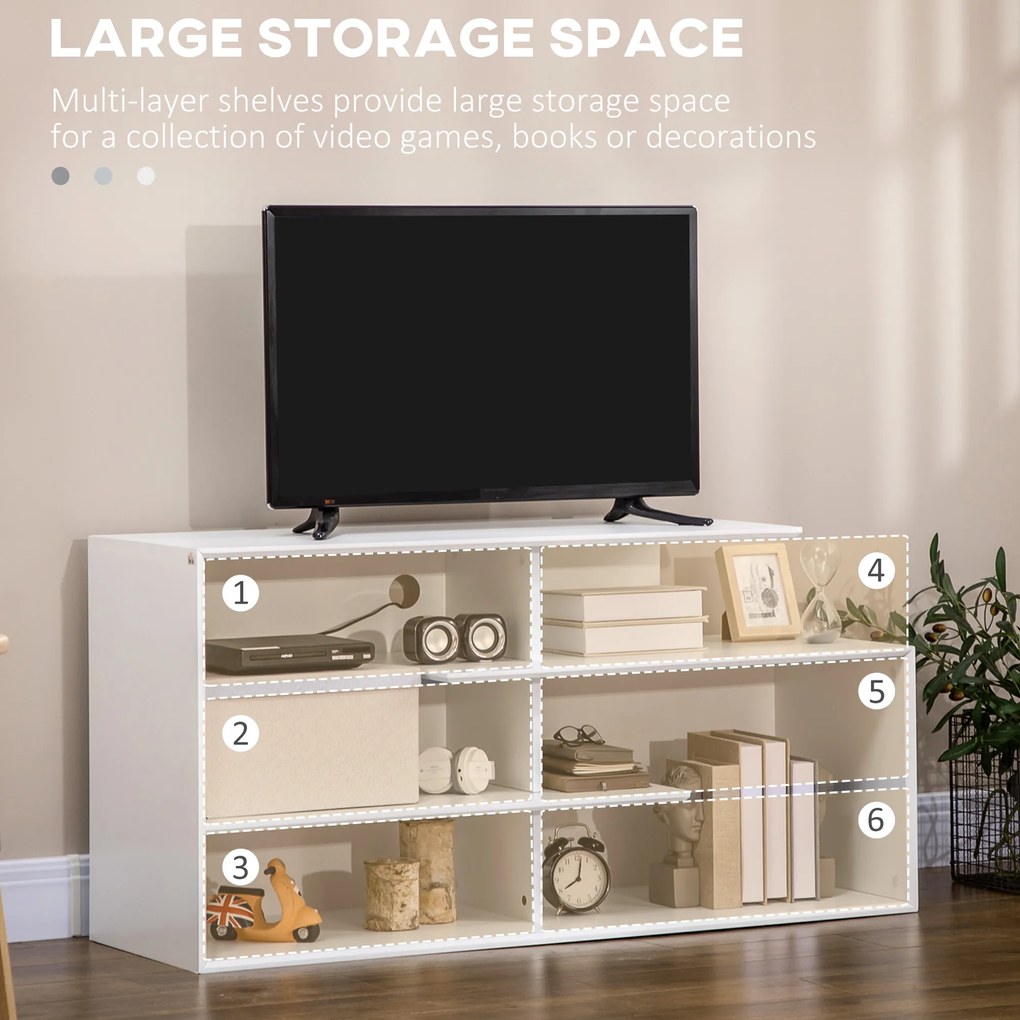 Comoda HOMCOM pentru TV de 32"-55" cu rafturi deschise din MDF pentru living si dormitor, 120x40x60cm, Alb | Aosom RO