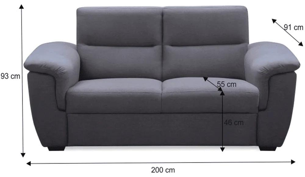 Canapea cu 3-locuri Born 200 cm material gri la comanda