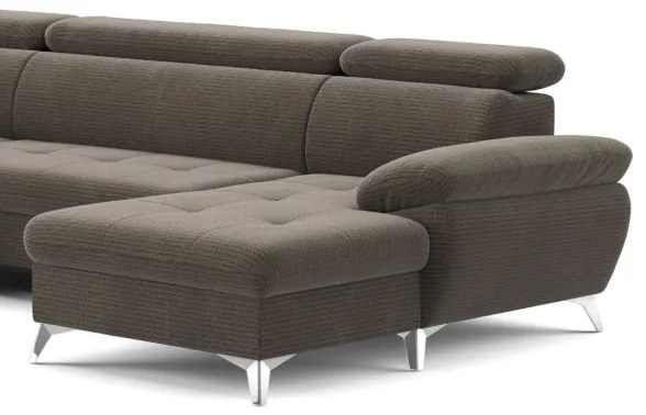 Canapea colțar extensibilă cu spațiu de depozitare CATANIA U stânga maro