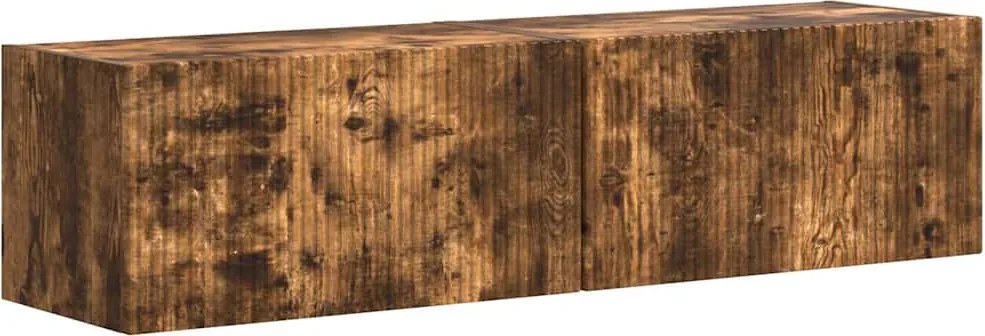 vidaXL Dulap TV de perete 2 pcs Stejar fumuriu 60 x 31 x 29.5 cm