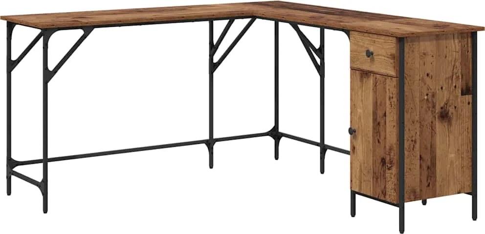 vidaXL Birou Lemn Vechi 141 x 141 x 75 cm Lemn compozit