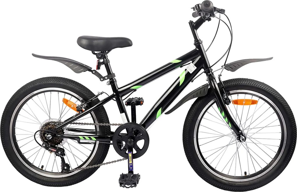 vidaXL Bicicletă pentru Copii 24 Inci 6-Speed pentru 8-12 ani Negru
