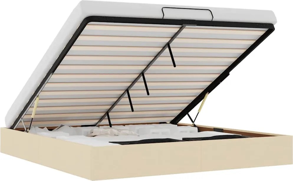 vidaXL Cadru de pat otoman fără saltea cremă 160x200 cm țesătură