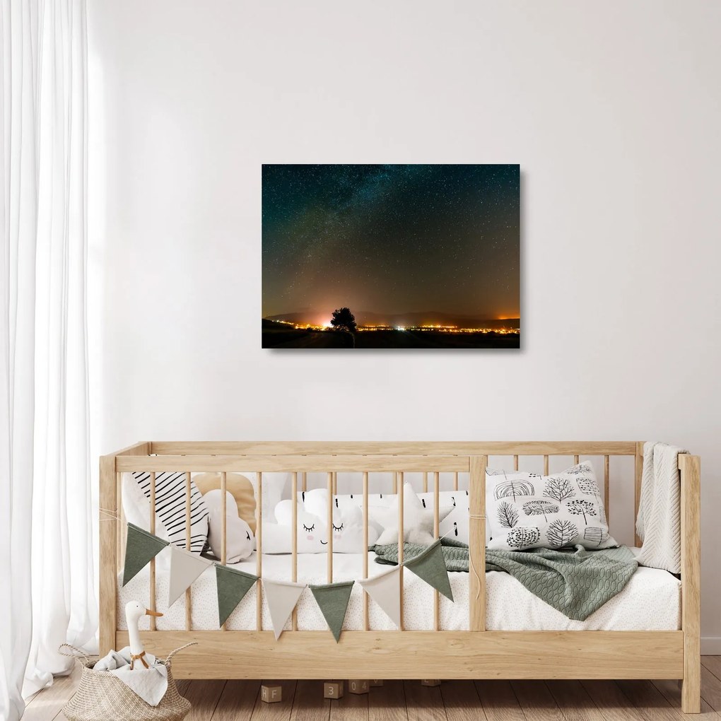Tablou pe sticlă cu Calea lactee (70x50 cm)