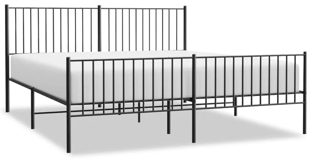 350887 vidaXL Cadru pat metalic cu tăblii de cap/picioare, negru, 183x213 cm