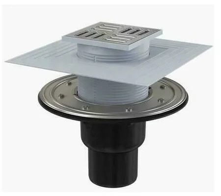 Sifon pardoseala 105 x 105/50/75 cu inaltator, iesire verticala, sistem de retinere a mirosurilor APV4344 Alca