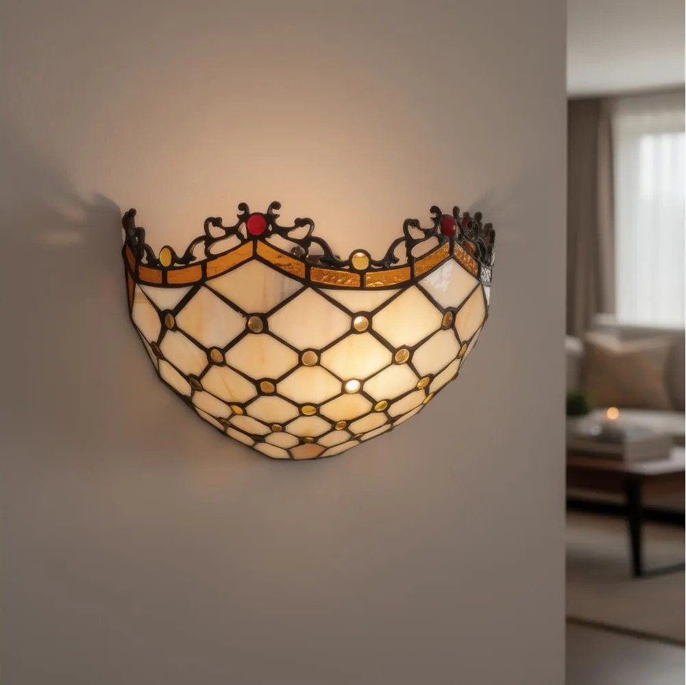 Brilagi - Tiffany aplică de perete din vitralii IVORY 1xE14/40W/230V
