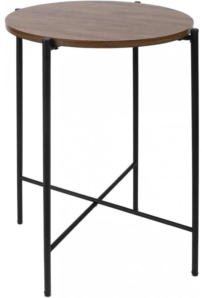 Masa laterala Moncot, MDF/metal, maro rustic/negru, 45,5 x 63,5 cm