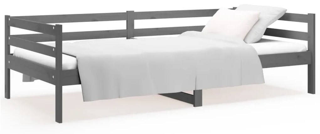 814676 vidaXL Pat de zi, gri, 80x200 cm, lemn masiv de pin