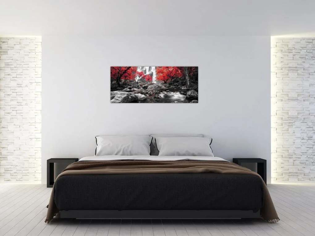 Tablou - Cascade în peisajul de toamnă (120x50 cm)