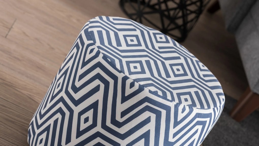 Taburet tapițat Begon - Dark Blue, White