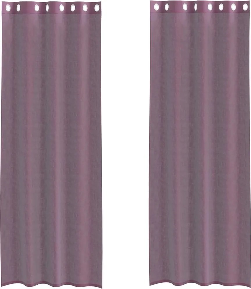 vidaXL Perdele Voile cu Oelii 2 buc Violet 140x300 cm