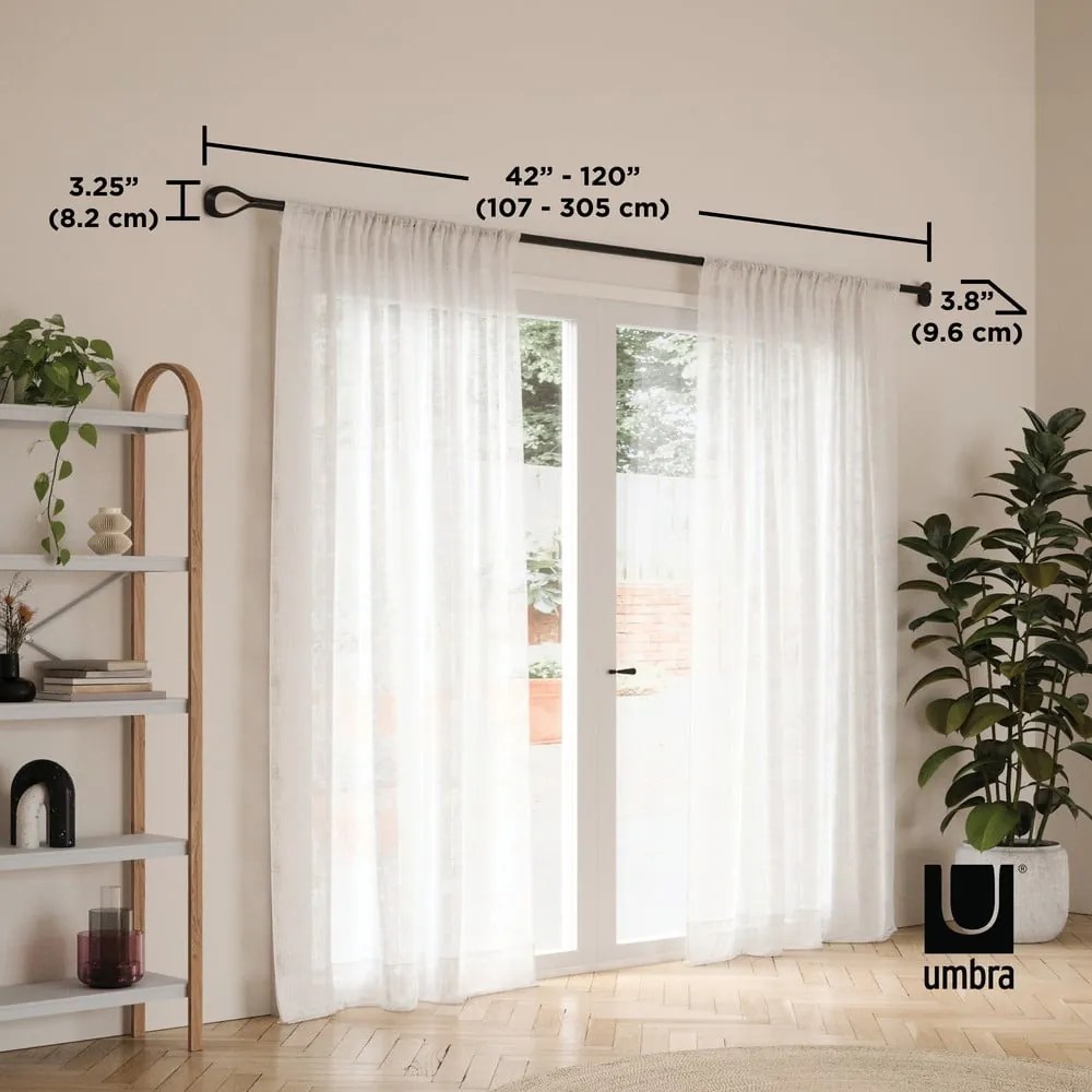 Galerie de perdea 107 - 305 cm extensibilă din oțel Loop – Umbra