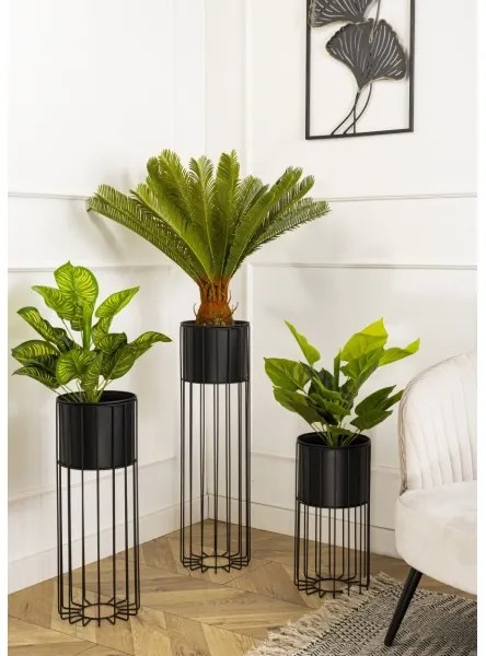 Ghiveci metalic de flori LOFT 42x20 cm negru