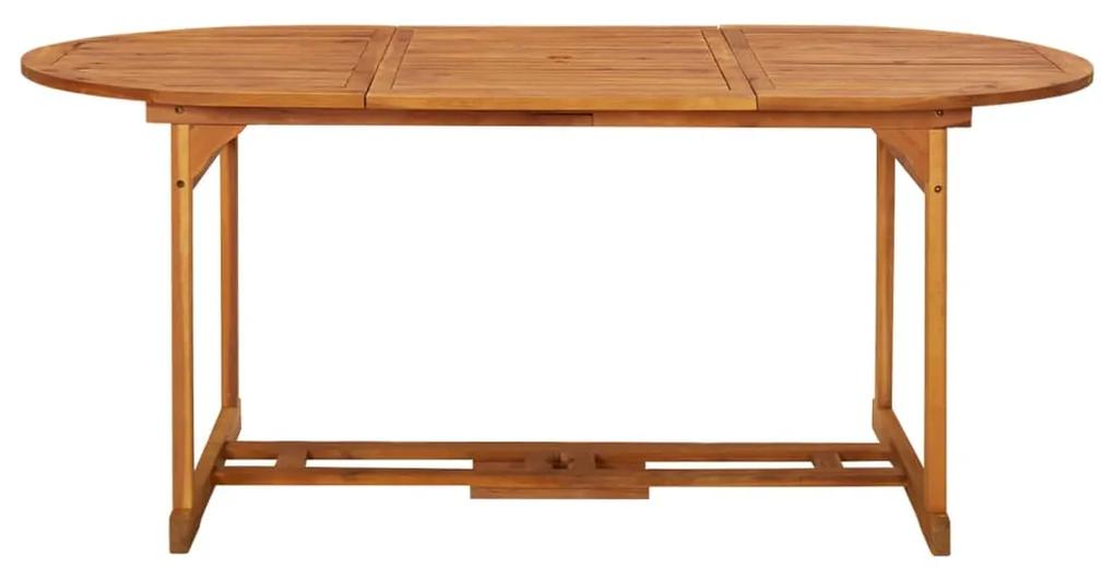 Set de masa pentru gradina, 9 piese, lemn masiv de acacia Maro, Lungime masa 180 cm, Cu cotiera  , 9