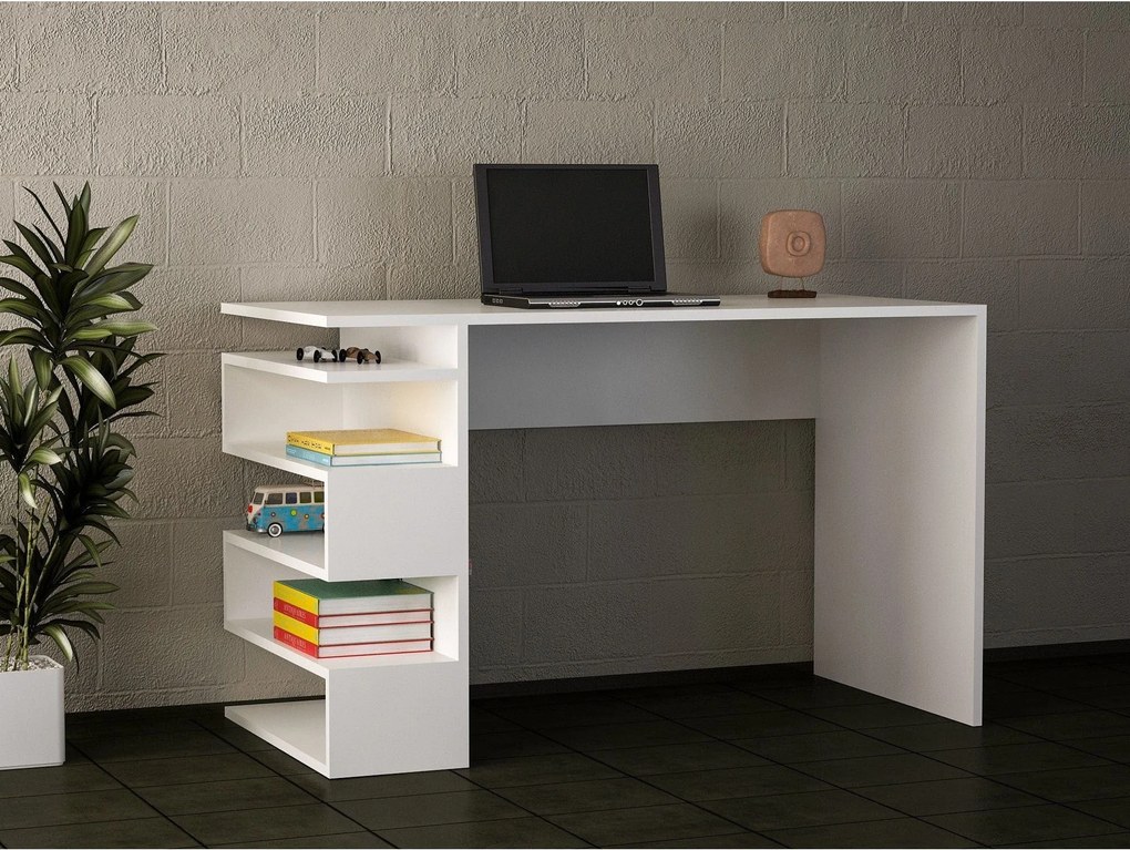 Birou SNAKE, alb, PAL melaminat, 120x60x75 cm