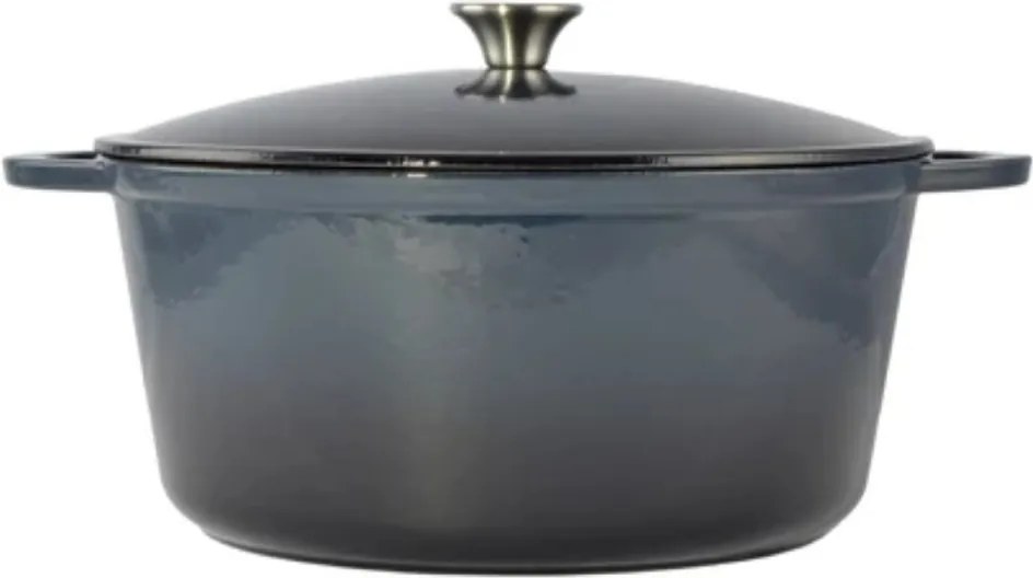 Oala fonta emailata cu capac, 32 cm 8 L, albastra Perfect Home 72025