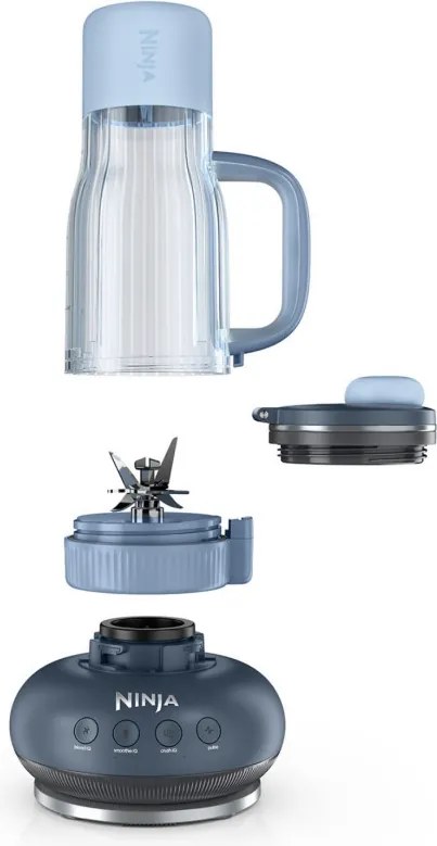 Blender portabil Ninja BlendBoss DB351EUBL, 1100 W, 710 ml, 3 programe, Auto-iQ, CrushBlade, Albastru